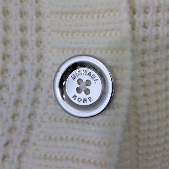 Michael Kors Cardigan Long Line Short Sleeve Cable Knit Cream - Picture 2 of 8